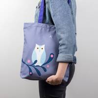 Owl Bird Canvas Tote Bag, Shopping Bag, Gift for bird lover, Christmas gift for her, Stocking filler