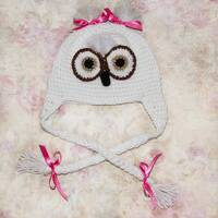 Crochet owl hat, Baby girl hat