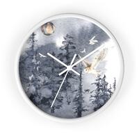 Silent Night - Owl, Moon & Trees - Wall clock