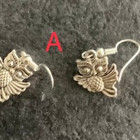 Silver earrings,Christmas, owl, cat, elephant, Angel, heart, Stocking filler, gift idea.