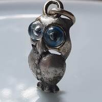 UNUSUAL Vintage Silver Owl Charm, Sterling Silver Owl Charms (1)