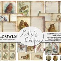 Vintage Owls Digital Junk Journal Kit: Nature Printable Papers (PDF)