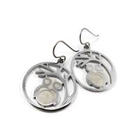 Silver owl dangle earrings - Pure titanium and stainless steel