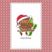 Cute Christmas Owls - Christmas Greeting Card - Season's Greetings - Festive Owls - Holly Owls