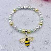 Personalised BUMBLE BEE or Owl charm bracelet gift inc bag & tag 30+ colour choice