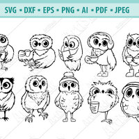 Owl with coffee SVG bundle, Owls clipart, Birds Svg, Owl with a cup, Owl Svg, Winter owl svg, Cute o
