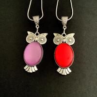 Pretty Owl Pendant with Various Colour Gem Necklaces - Silver - 4 colours - Gift boxed