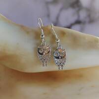 Bright Silver Dainty Owl Earrings