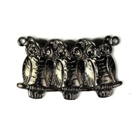 Three Owls 2 Loops Charms Bird Pendants Gunmetal (3) CP089