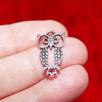 5/10x Owl Wisdom Charms, Antique Silver Tone C870