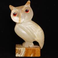 Vintage Marble Owl Figurine Carved Sculpture Owl Collectors Ornaments Display/French Studio Vintage