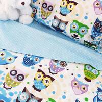 Owl Crib  Bedding Set, Kids Cover Set, Baby Blue  Bedding Set, 100% Cotton Bedding Duvet, Boys and G