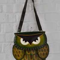 Owl purse all leather 90s