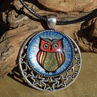 Starry NIght Owl Pendant Necklace