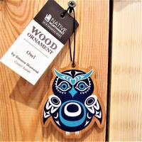 Coast Salish First Nation 'Owl' Wood Ornament Pacific North West Native Indigenous Gift Art