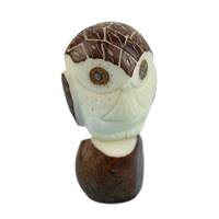 Tagua Nut Carving: Dark Owl (1153-C024) Y1D