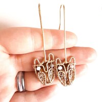 Owl,Wire,Wrap,Earrings,Brown,Gold,Silverplated,Fall,Dangle,Stone,Handmade,jewelry,tigereye,stone,