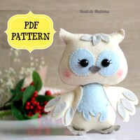 Felt owl christmas ornament Christmas owl decor Felt owl pattern Owl doll felt tutorial Bird PDF pat