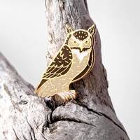 Great Horned Owl - hard enamel Pin in Gold
