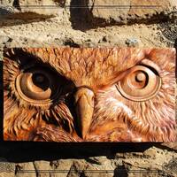 Sight of the Owl Soul, Exclusive Luxury Wood Carving Picture, Wild Life Wall Art, Rare Home Decor Wo