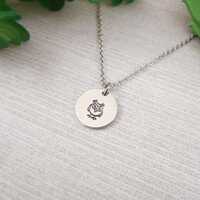 Stamped Owl Necklace - Small Hand Stamped Owl Alkeme Disc Necklace