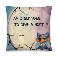 Cute Decorative Owl And Moon Accent Pillow, Owl Art Pillow, Decorative Pillow, Funny Saying On A Thr
