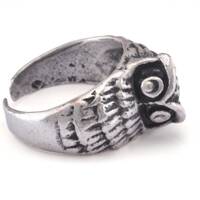 Owl Ring Adjustable Ring Antique Silver Plated Brass (19mm 9US inner size) OZ2923