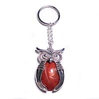 Owl Keychain,Silver Owl Keychain,Marbled RedWhiteGold,Split-ring Keycahin,Stainless steel