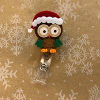 Felt Christmas Owl Badge Reel