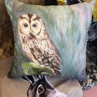 Tawny Owl Velvet Cushion Cover, Farmhouse Decor