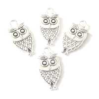 4 pc - 17x9 mm Owl antique silver charms silver beads beading jewelry metal craft supplies bird anim