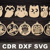 Owl christmas ornament for christmas tree, Christmas Balls SVG files DXF files, Clipart for Cricut &