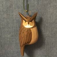 Mini Great Horned Owl ornament: Hand Carved and Hand Painted by me at my shop in Maine