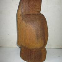 Native American Folk Art - Carved Wood Owl Totem Figure - 9.25" high x 4.5" diameter carve