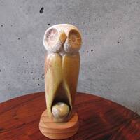 Marvin Toya Navajo Carved stone Owl sculpture Pueblo Indian Artist Modernist design