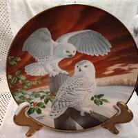 Snowy Owls Christmas Collector Plate, Jay Matternes 1978 Limited Edition