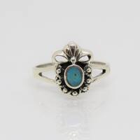Vintage Sterling Silver Turquoise Owl Ring Size 6.75