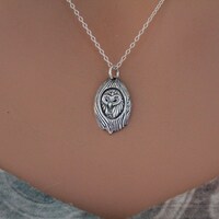 Sterling Silver Owl Necklace: Tree Charm Pendant