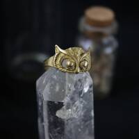 Brass Tribal Owl Ring, Witch jewellery