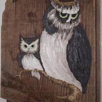 Original Owl Oil Painting on Old Reclaimed Wood, Signed Margie, Ready to Hang!