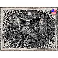 Woven Blanket Owl Art. Boho, Cottage, Farmhouse, Country Woven Throw Blanket.