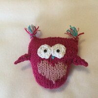Who Loves You - Adorable Hand-Knit Owl Owlette Doll Stuffed Animal with Heart - Pink, White and Fusc