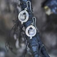 Handmade Bronze and Sterling Silver Owl Earrings | Gothic Style