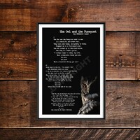 Edward Lear Poem - The Owl and the Pussy-Cat - The Barn Owl - Poster Original Art Print Photo Wall H