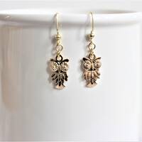 Owl Gold Tone Earrings