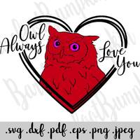 Valentine Owl SVG Instant Download