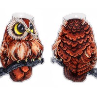 Cross Stitch Kit on Plastic canvas Cute Owl, Modern Hand Embroidery Kit, Counted cross stitch full k