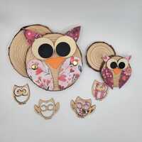 Craft Kit, DIY Woodslice Pink Owl Craft Kit, DIY Crafts, Gifts for Kids, DIY Ornaments, Kid Crafts, 