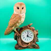 Stunning Brooks & Bentley The Barn Owl Figurine Mantel Table Quartz Clock - Fine Art Nature Figu
