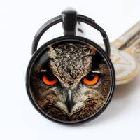 Bird keychain Owl head Gift for men Owl keyring Bird jewellery Owl jewelry Men pendant Women gift Bi